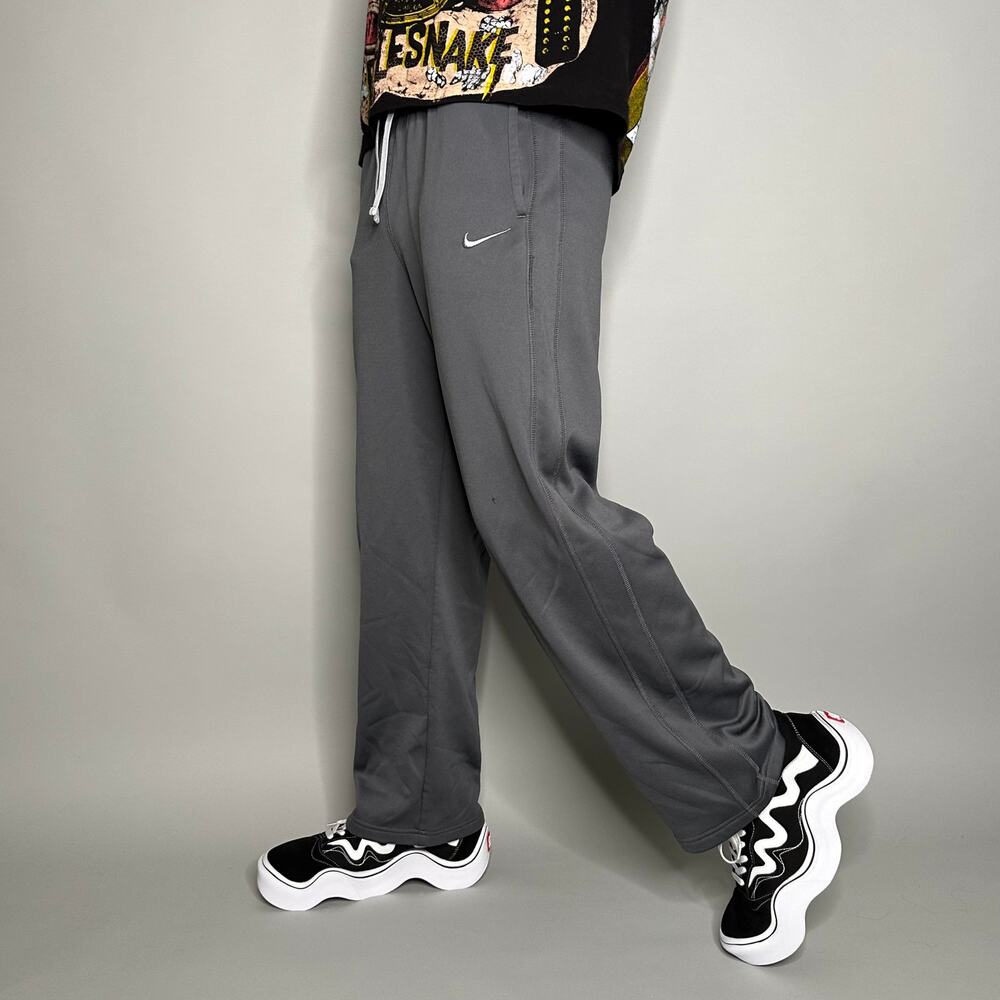 Vintage Y2K Nike Sweatpants Mens S Relaxed Grey Polyester White Swoosh